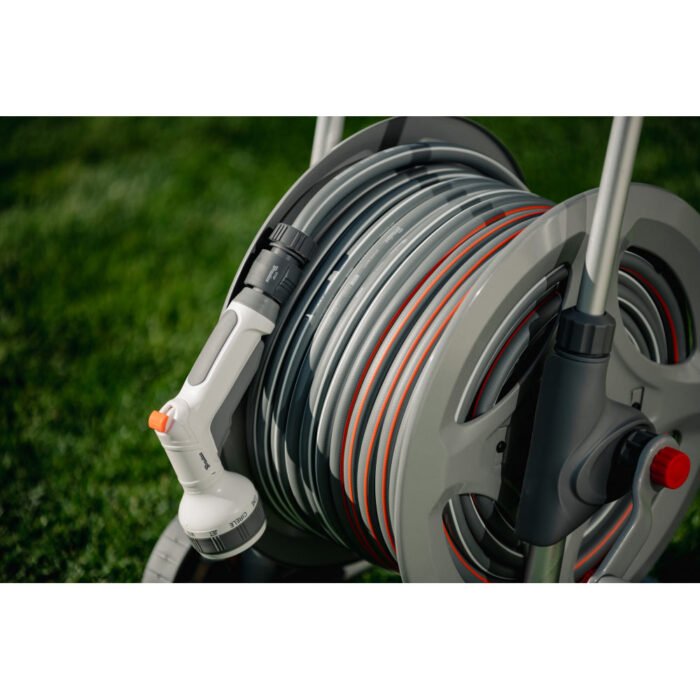 Металевий візок зі шлангом 1/2" 20м та аксесуарами, комплект для поливу, SILVER PRO SET, WHITE LINE - Зображення 3